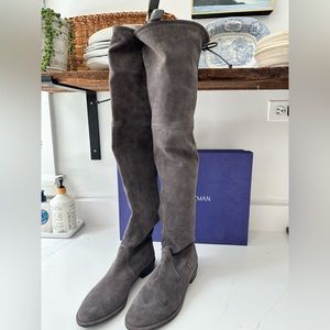 Stuart Weitzman 610 Lowland Stretch Flat Suede Over the Knee Boots
